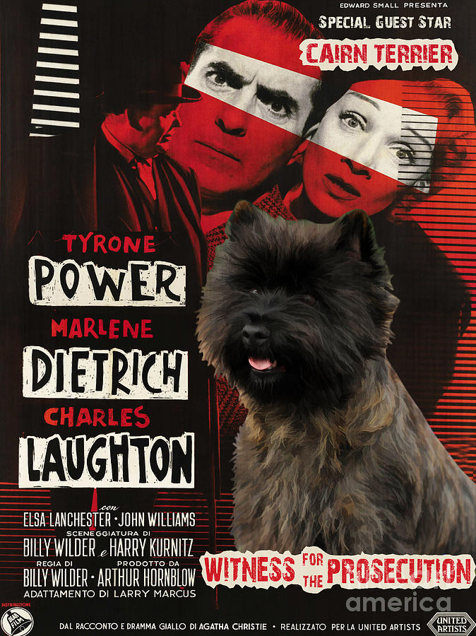 Cairn Terrier Art Canvas Print - Witness for the Prosecution Movie Poster Painting by Sandra Sij