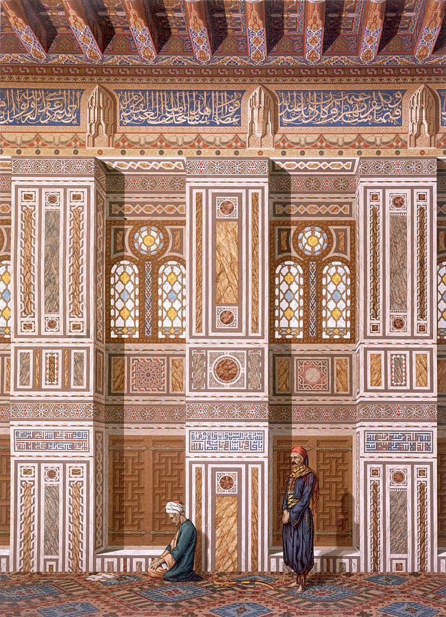 Interior Drawing - Cairo Interior Of The Mosque by Emile Prisse dAvennes Interior Drawing - Cairo Interior Of The Mosque by Emile Prisse dAvennes