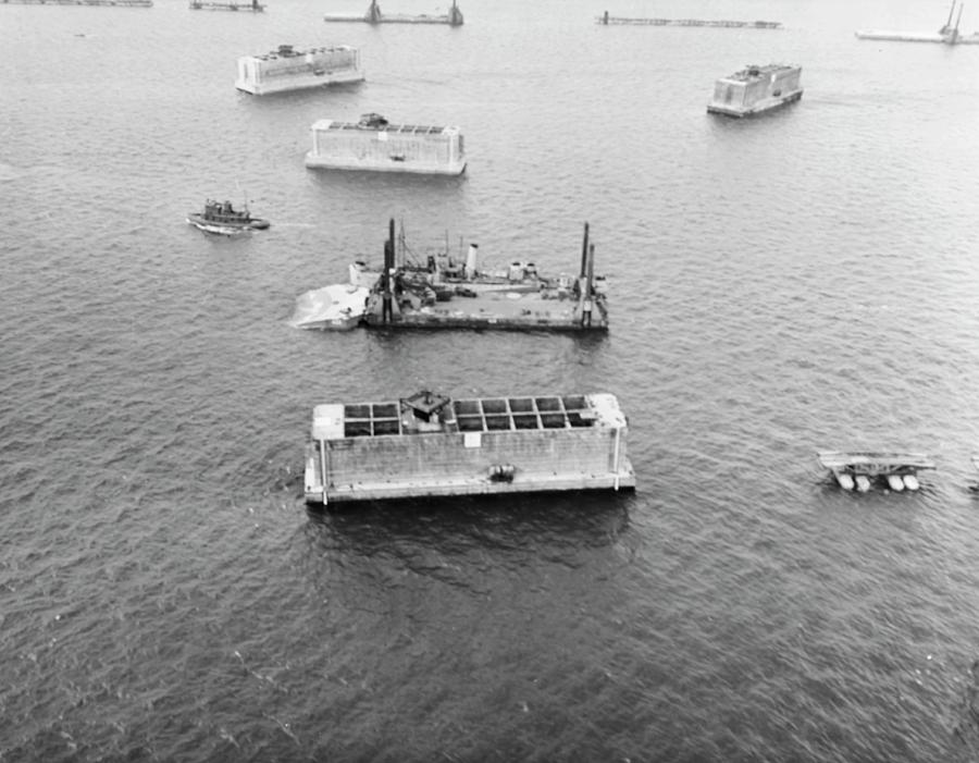 Caissons Off Normandy Invasion Beaches Photograph by Us Navy/us National Archives/shaef-oss/science Photo Library