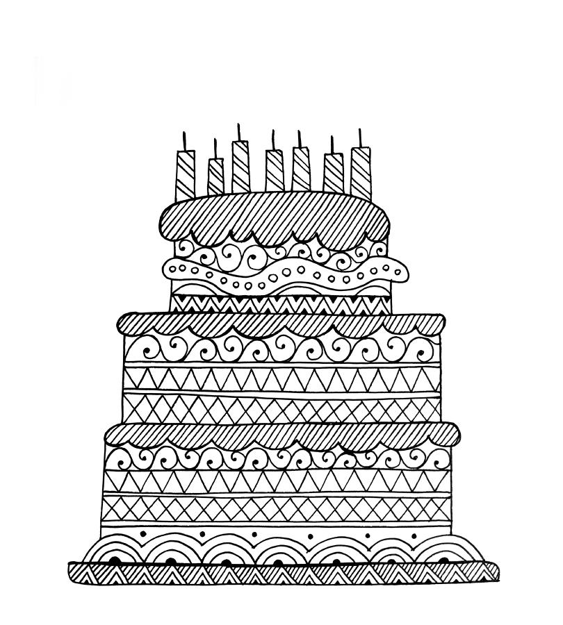 cake black and white drawing