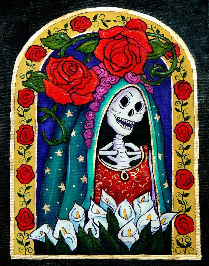 Calavera Guadalupe Painting by Candy Mayer