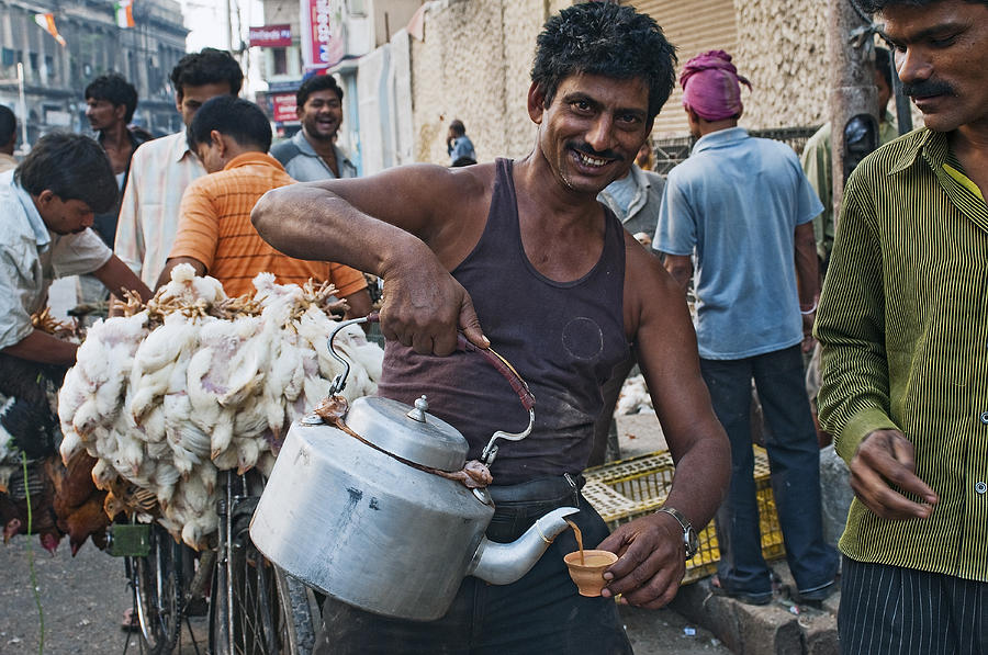 Tea Photograph - Calcutta - A chai-wallah at the chicken market by Urs Schweitzer