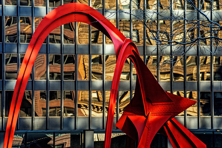 Calder Sculpture called the Flamingo in Downtown Chicago Photograph by Randall Nyhof