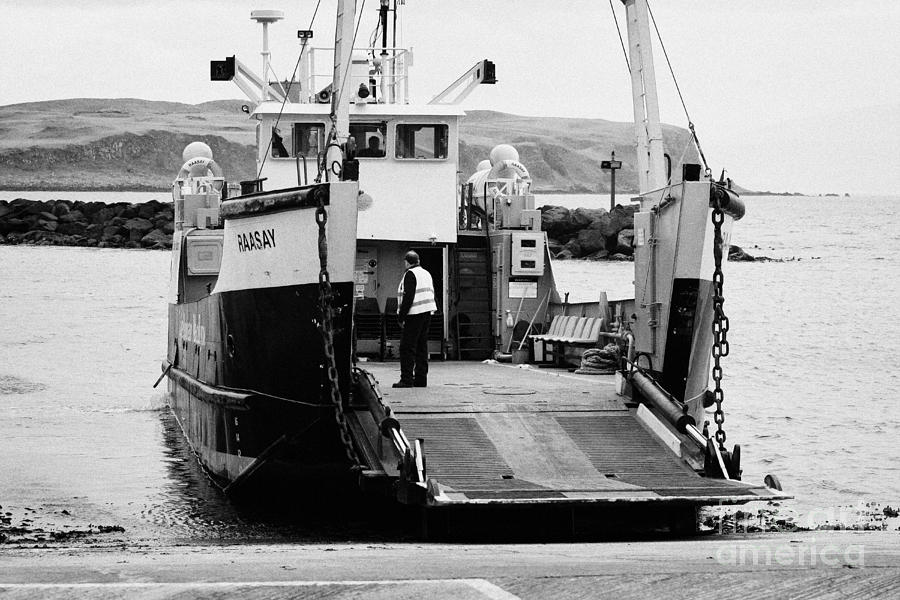 Spring Photograph - Caledonian MacBrayne MV Canna ferry with vehicle boarding ramp lowered Rathlin Island pier harbour n by Joe Fox