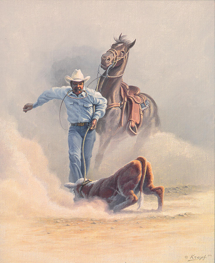 Horse Painting - Calf Roper by Paul Krapf