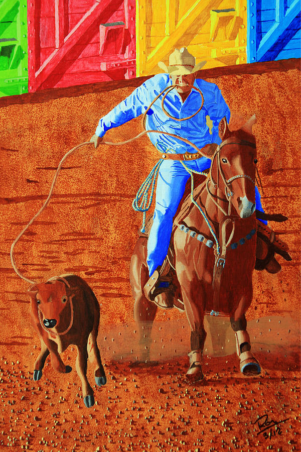 Calf Roper Painting by Ron Telles - Fine Art America