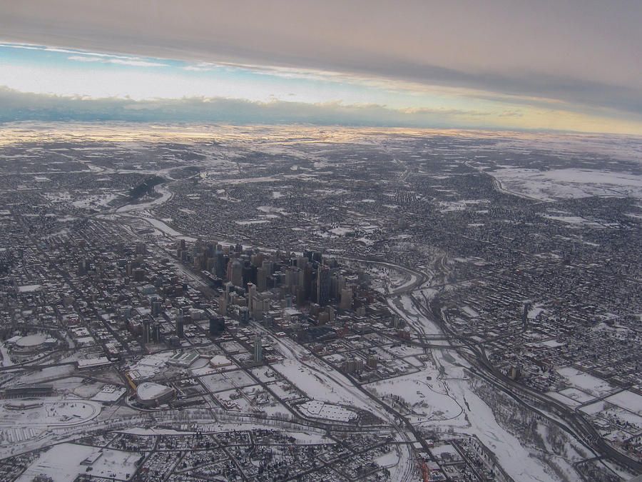 Calgary in winter aerial view Photograph by Eti Reid