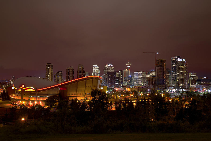 Architecture Photograph - Calgary Saddle Dome Skyline by Kevin  Ellis