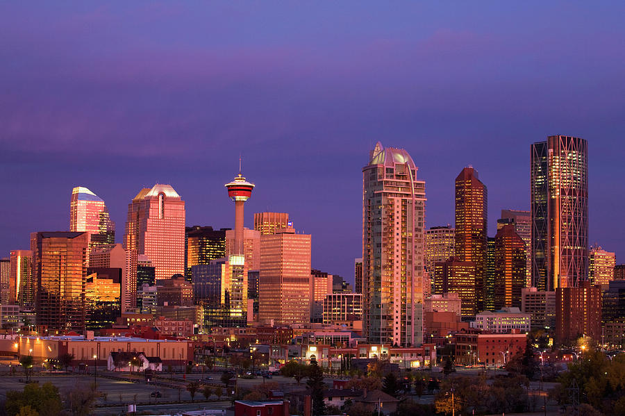 Calgary Skyline At Dawn With City Photograph by Michael Interisano / Design Pics
