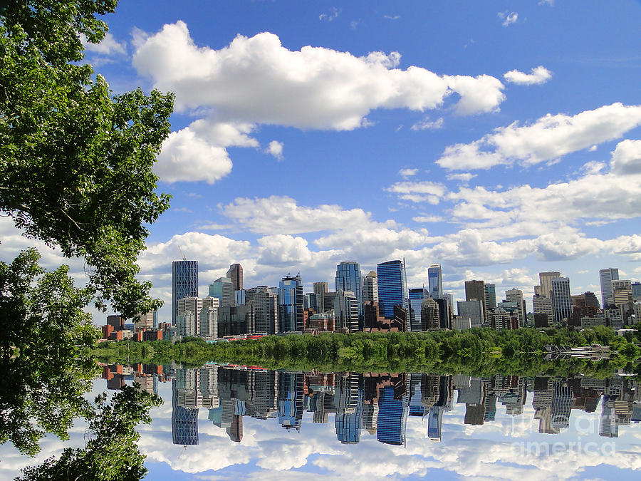 Calgary Skyline Reflection Photograph by Al Bourassa