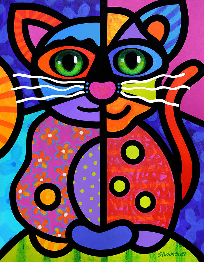 Calico Cat Painting by Steven Scott