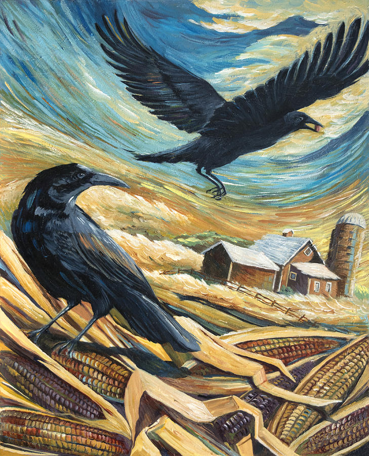 Crows Painting - Calico Corn by Paula McHugh Crows Painting - Calico Corn by Paula McHugh