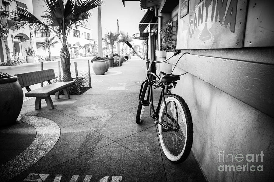 California Beach Cruiser Bike Black And White Photo Photograph