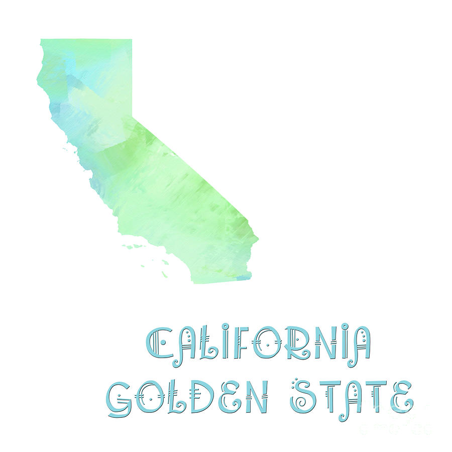 California - Golden State - Map - State Phrase - Geology Digital Art by Andee Design