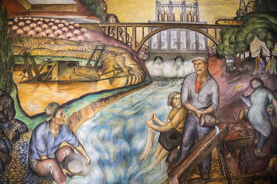 San Francisco Painting - California Industrial Scenes Mural in Coit Tower by Adam Romanowicz