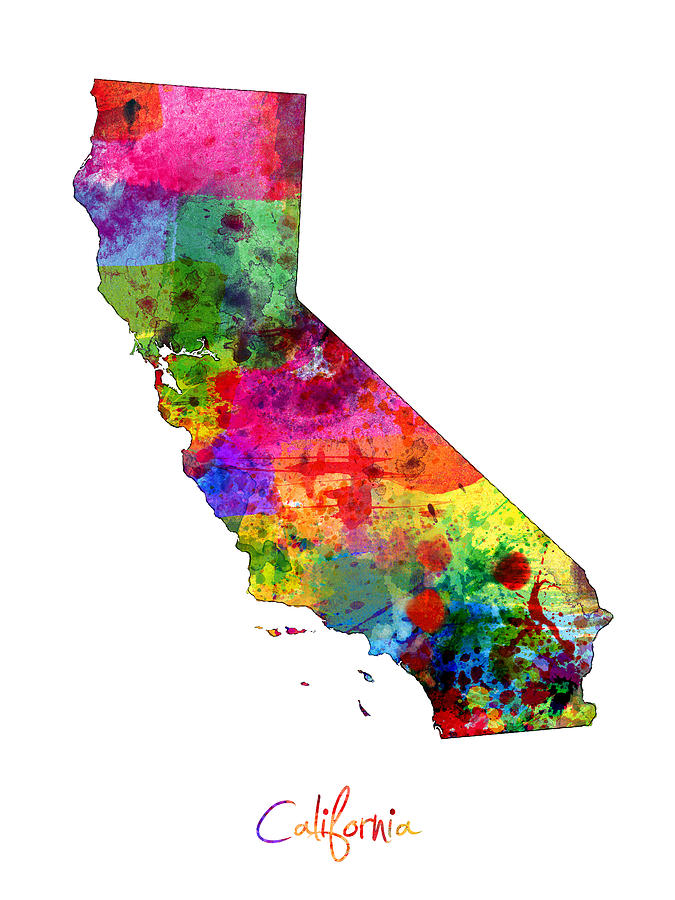 California Map Digital Art - California Map by Michael Tompsett
