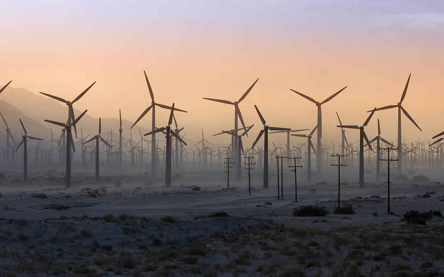 California, Palm Springs Wind Turbines in desert Photograph by Stephanie Sawyer