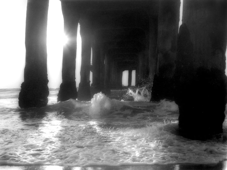 California Pier Black and White Photograph by Eric Benjamin