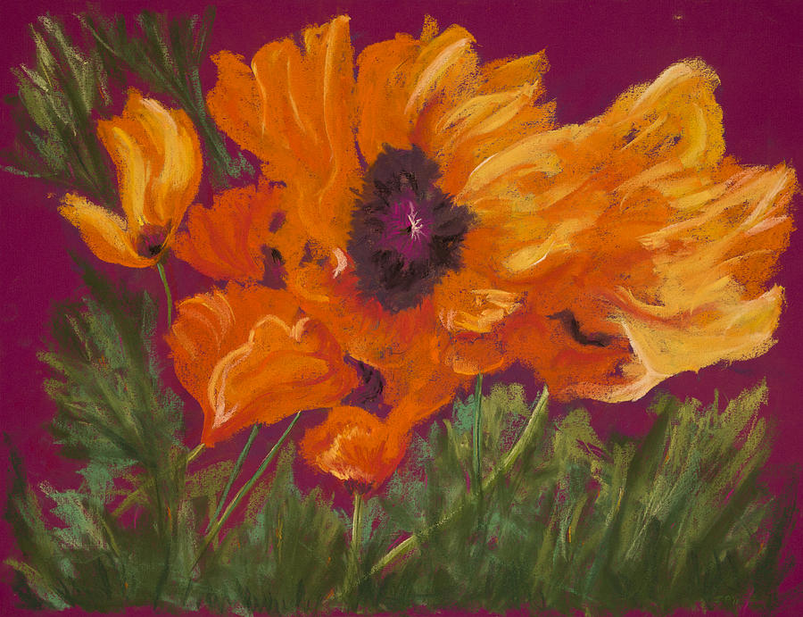 California Poppies Barbara's Garden Pastel by Jocelyn Paine | Fine Art ...