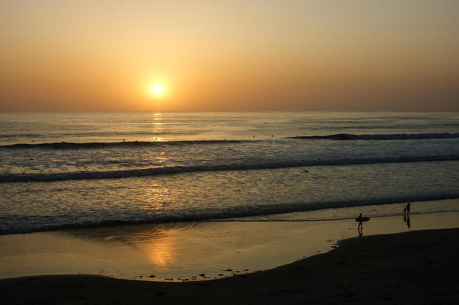 San Diego Photograph - California Surfing Sunset - Pacific Beach San Diego by Georgia Mizuleva