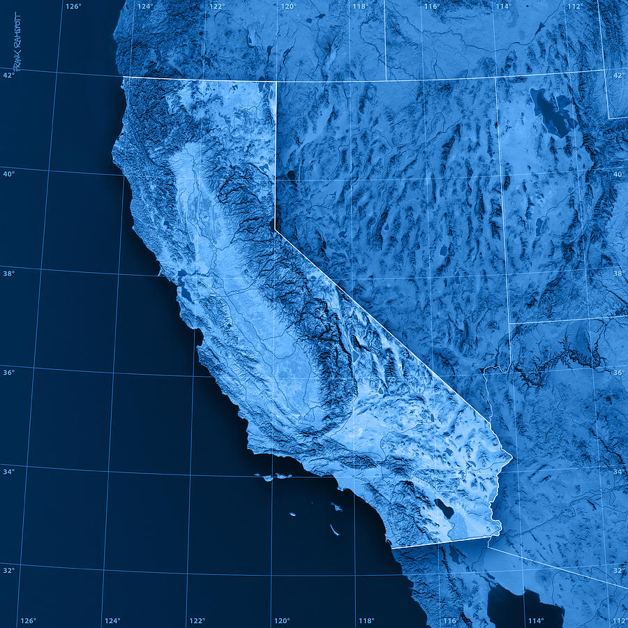 California Map Digital Art - California Topographic Map by Frank Ramspott