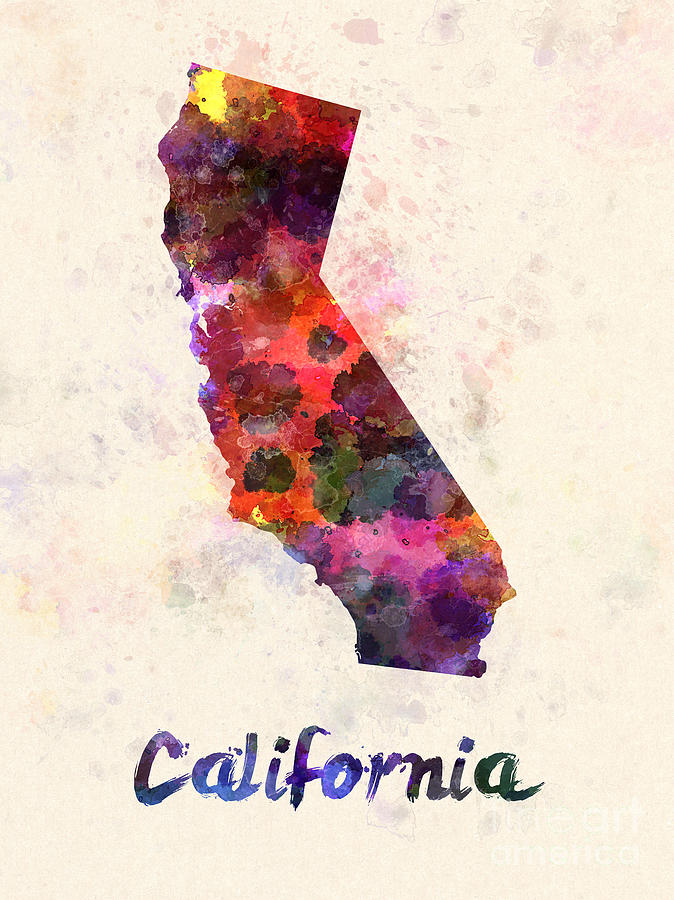 California US state in watercolor Painting by Pablo Romero