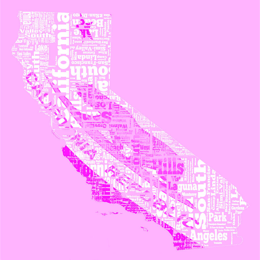 California Word Cloud 5b Digital Art by Brian Reaves