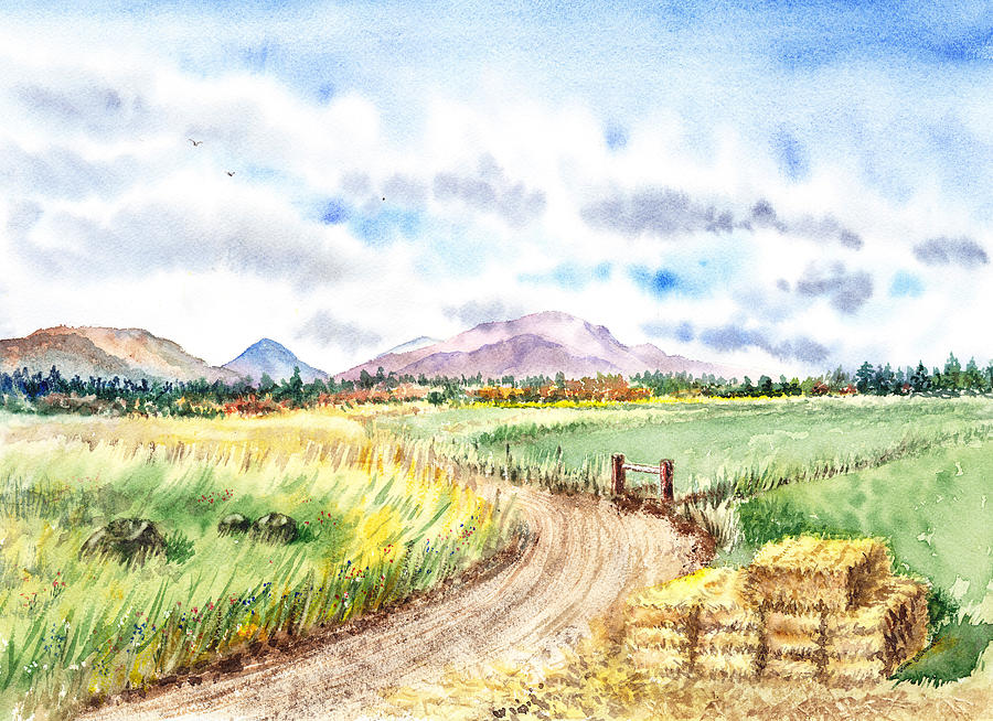 Californian Landscape Saint Johns Ranch of Mountain Shasta County Painting by Irina Sztukowski
