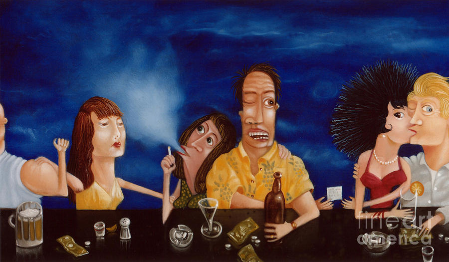 Bar Scene Painting - Call Me 1995 by Lawrence Preston