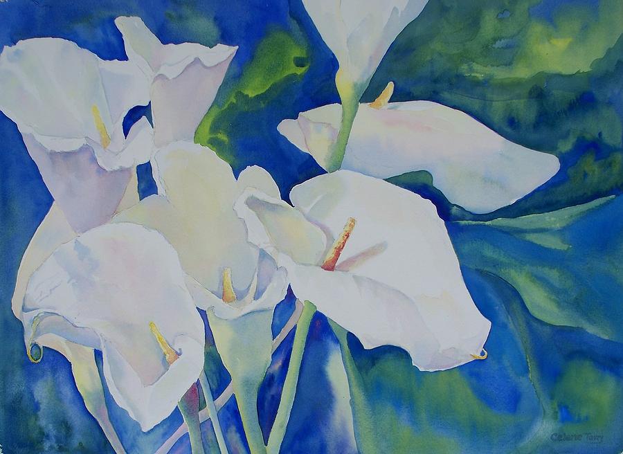 Calla Lilies Painting by Celene Terry