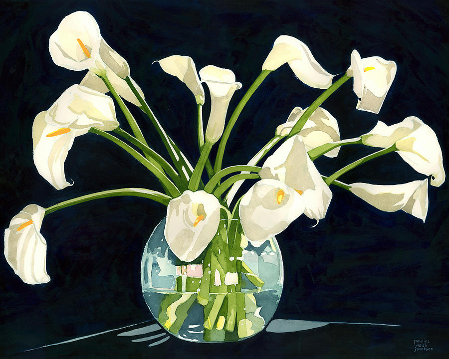 Calla Lilies in Vase Painting by Pauline Walsh Jacobson
