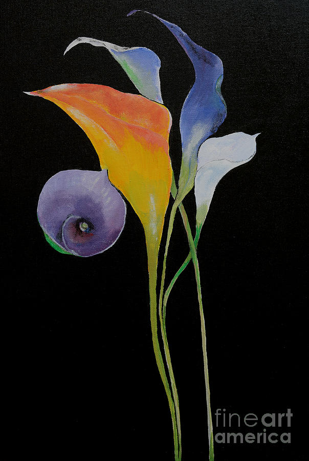 Calla Lilies On Black Painting by Gary Smith