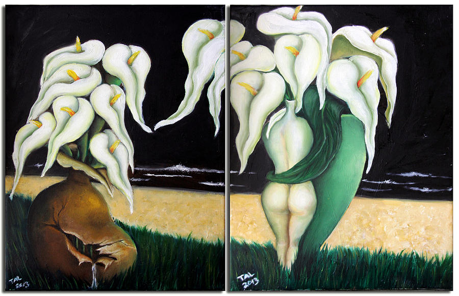 Lily Painting - Calla Lilies - Pair by Tal Alperovitch