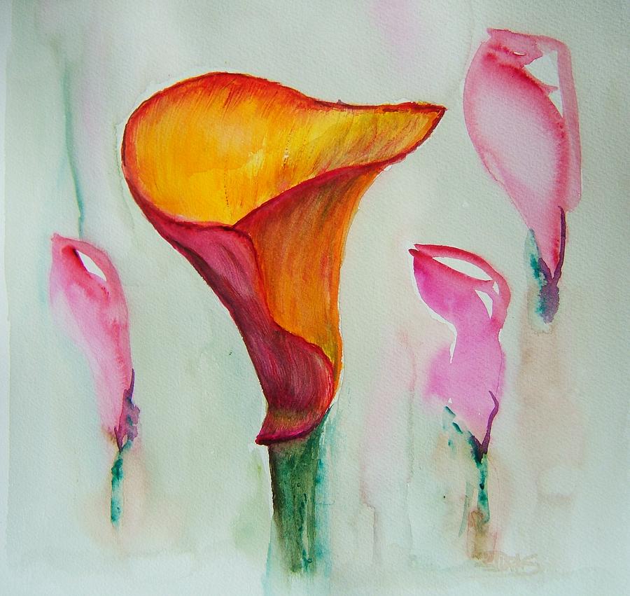 Flowers Still Life Painting - Calla Lilly by Elaine Duras