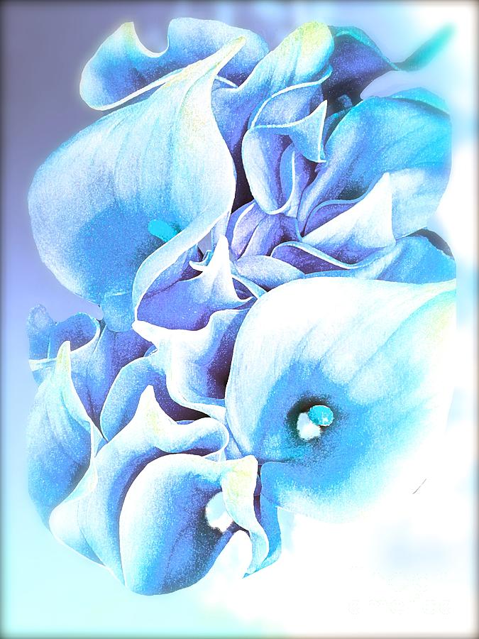 Flowers Still Life Painting - Calla Lilly So Soft Lilac and Blue by Saundra Myles