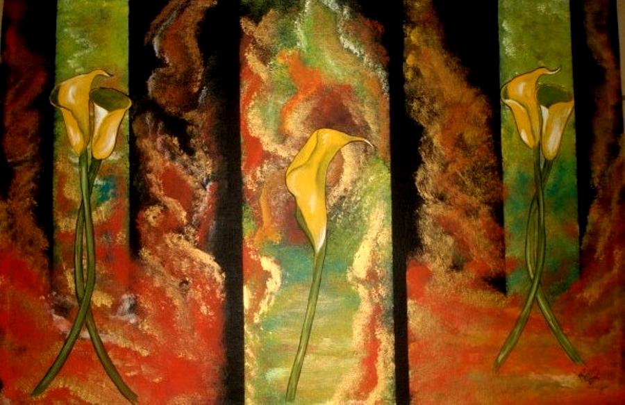 Calla Lilly Sunrise Painting by Cindy Micklos