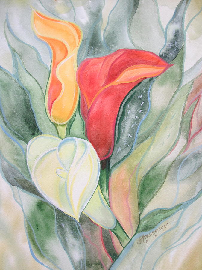 Flowers Painting - Calla Lily by Sherri Anderson Flowers Painting - Calla Lily by Sherri Anderson