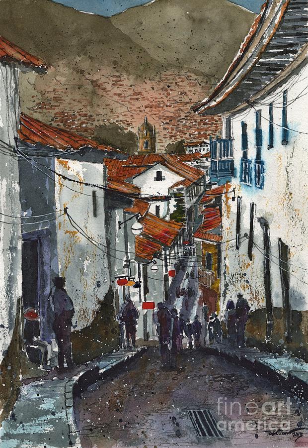 Calle Triunfo in Cusco Peru Painting by Tim Oliver