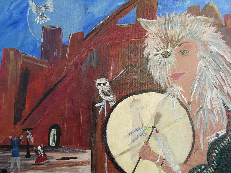 Calling Owl Painting by Susan Voidets