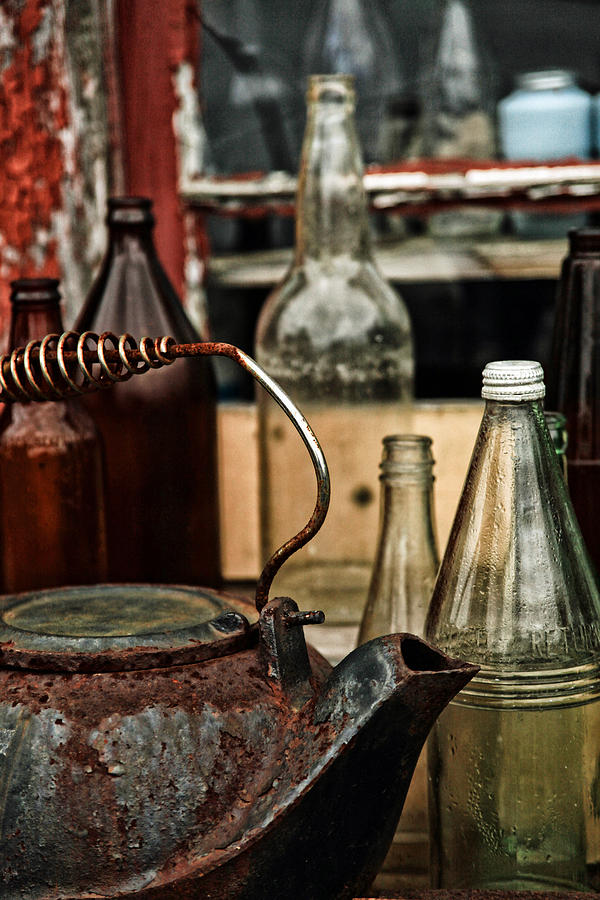 Bottle Photograph - Calling The Kettle by Karol Livote