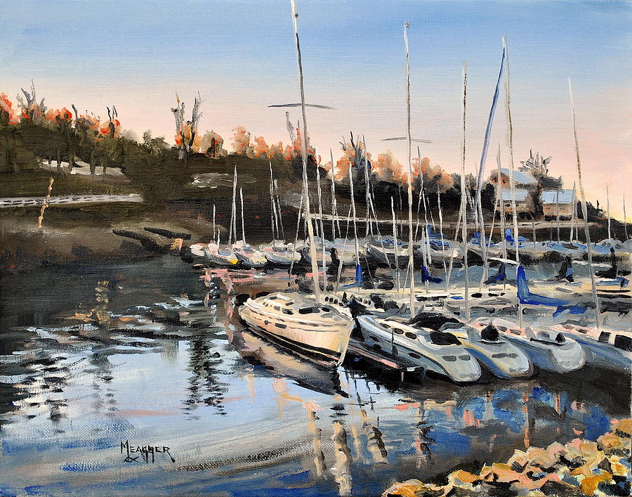 Lighthouse Landing Painting - Calm Harbor by Spencer Meagher