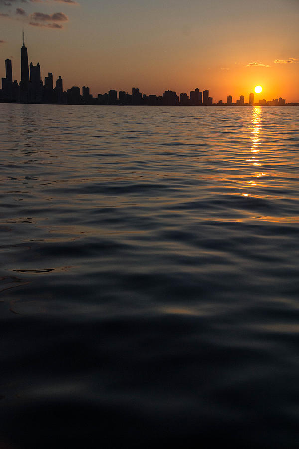 Chicago Skyline Pyrography - Calm Sunset by Polina Goncharova