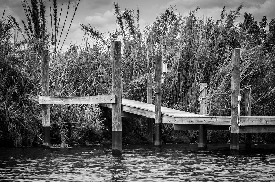 Caloosahatchee River Dock - BW Photograph by Carolyn Marshall