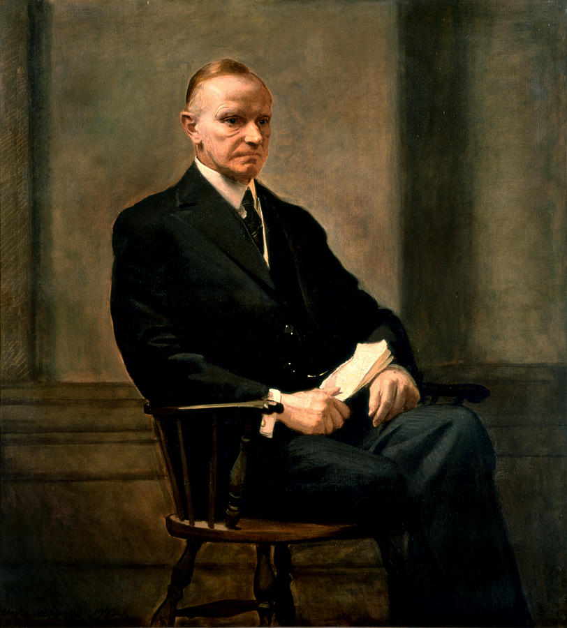 Calvin Coolidge Presidential Portrait Painting by MotionAge Designs