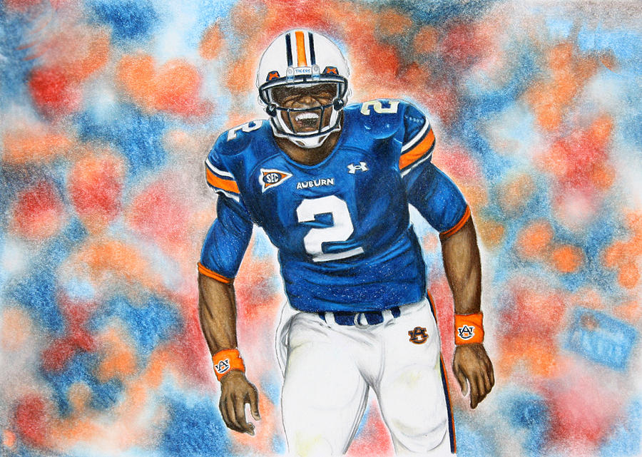 Tiger Drawing - Cam Newton - UGA by Lance Curry