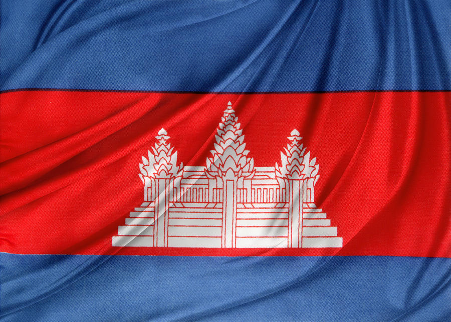 Flag Photograph - Cambodian flag by Les Cunliffe