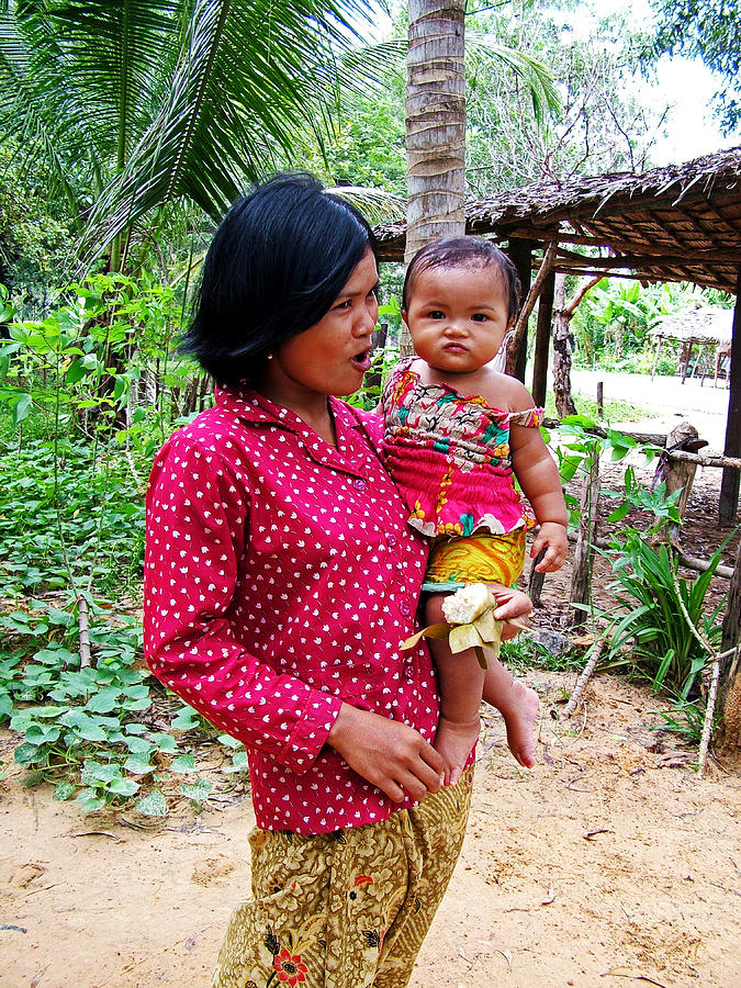 Cambodian Mother and Baby in Angkor Wat Archeological Park-Cambodia Photograph by Ruth Hager