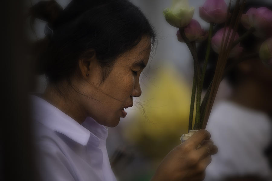 Portrait Photograph - Cambodian Prayers by David Longstreath
