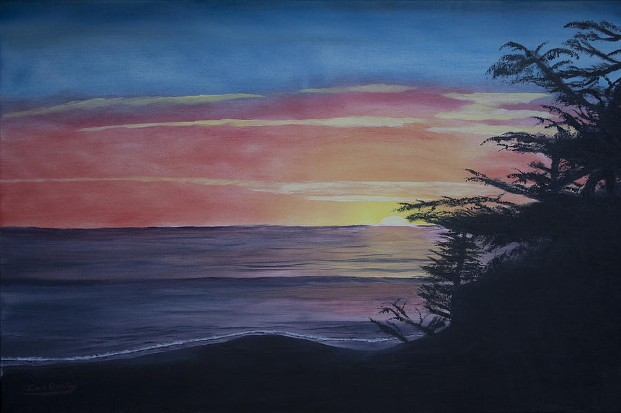 Cambria Setting Sun Painting by Ian Donley
