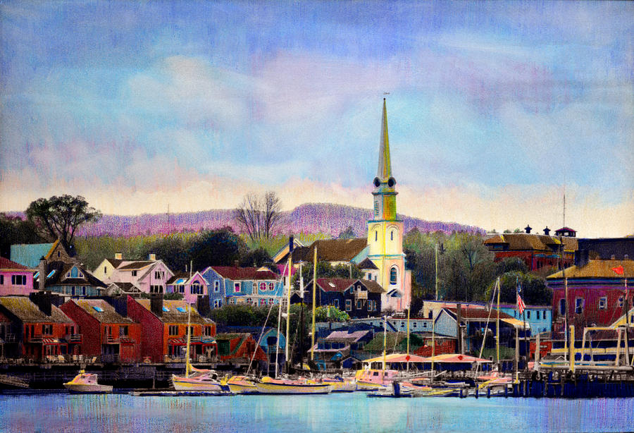 Camden Maine Harbor Painting by Cindy McIntyre